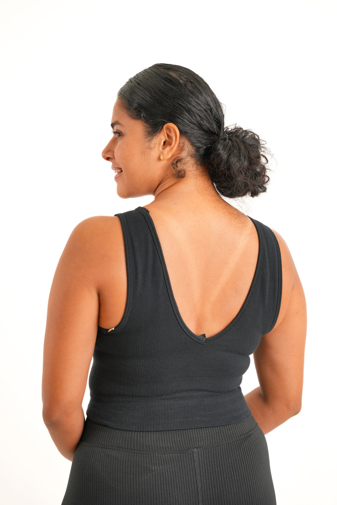 Move Seamless Crop Top Reversible - True black