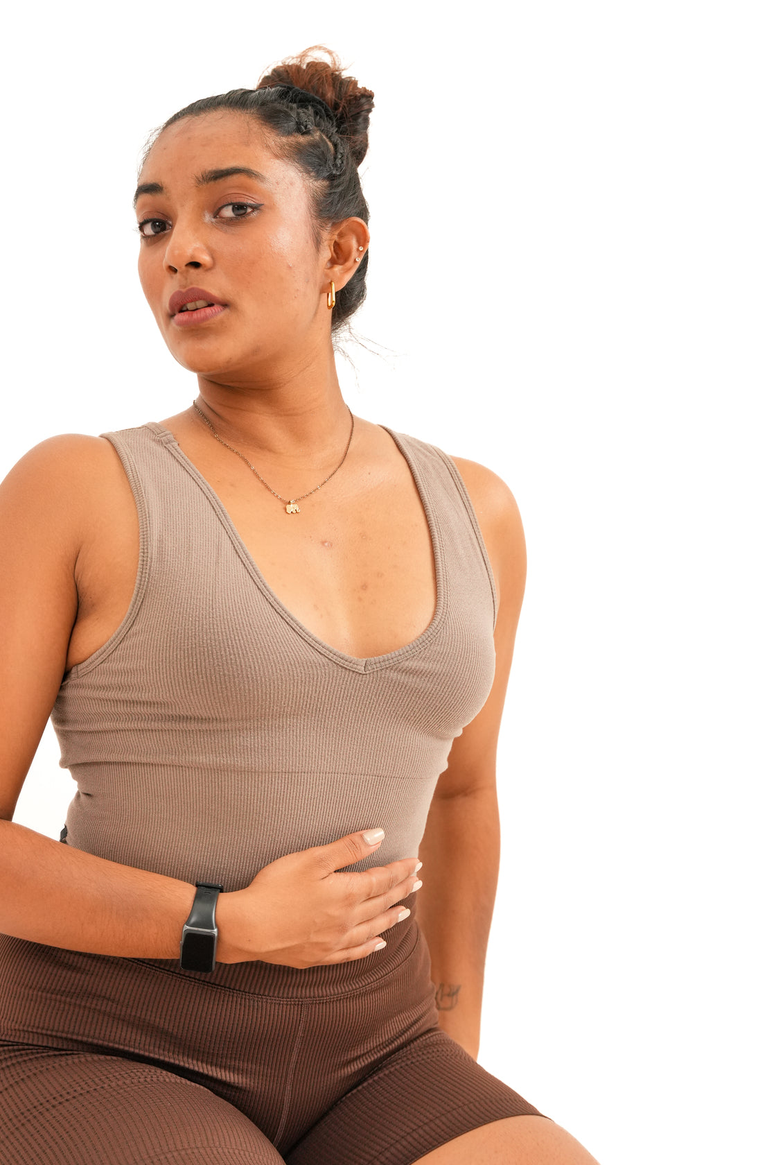 Move Seamless Crop Top Reversible - Feather Taupe