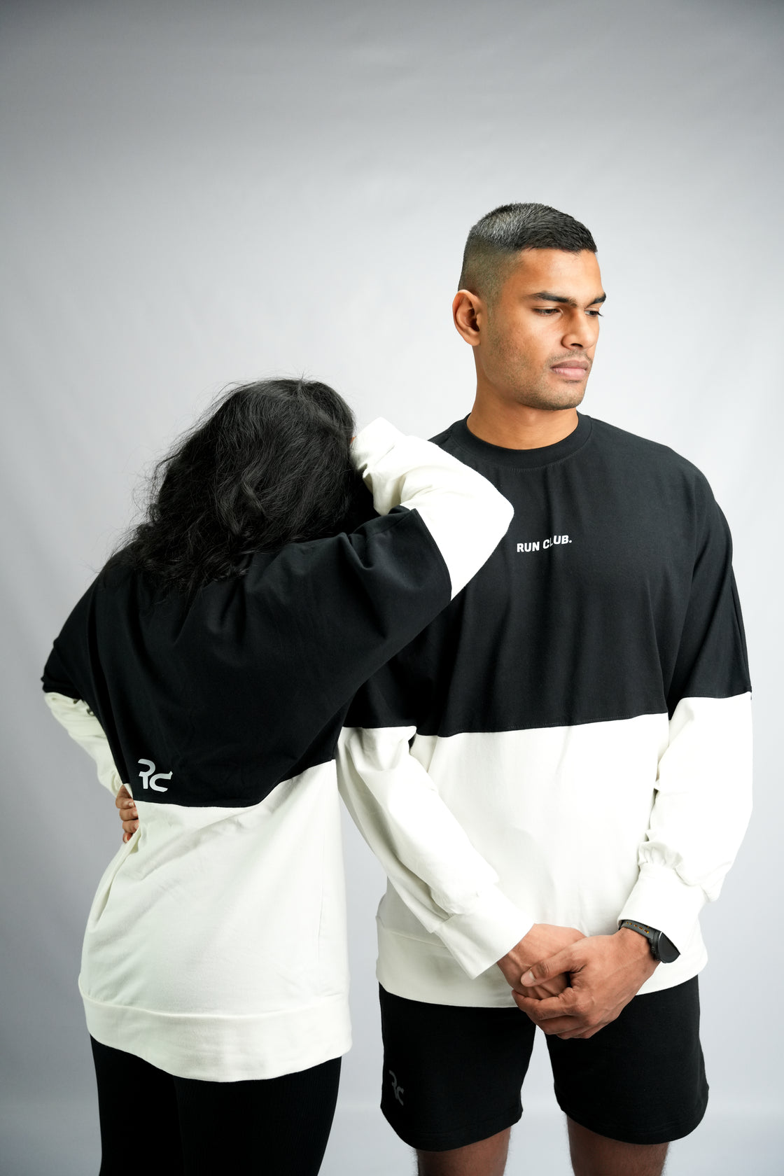 Reset Sweater Tee - Black & Pearl